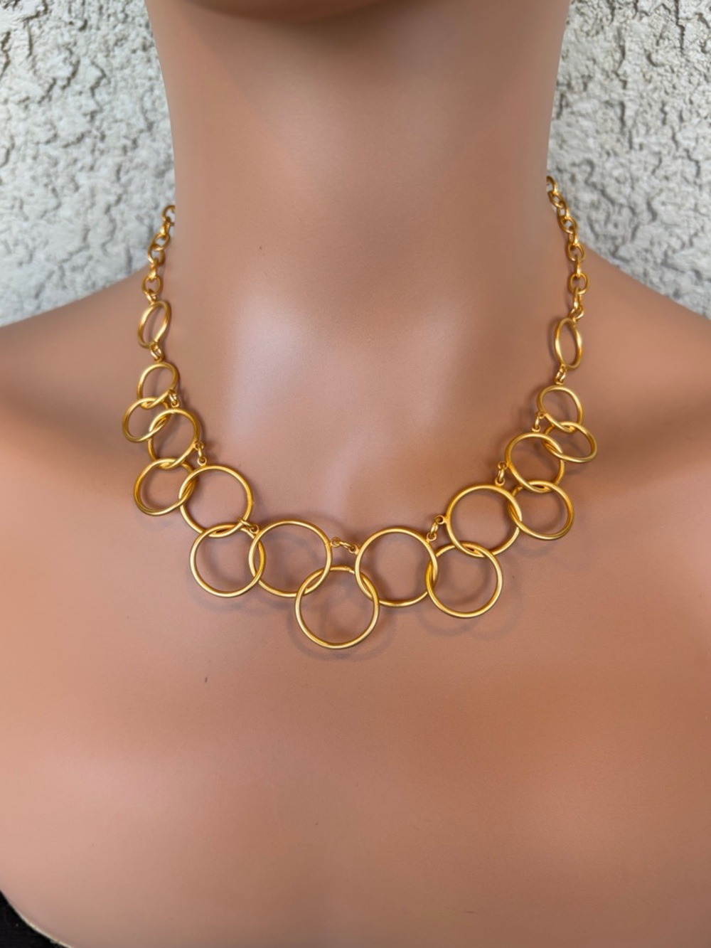 Delicate Gold Circle Link Statement Necklace